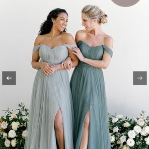 REVELRY Rosalie Tulle Convertible Dress- Greenery